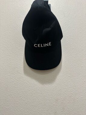 Celine Black Baseball Cap with White Logo